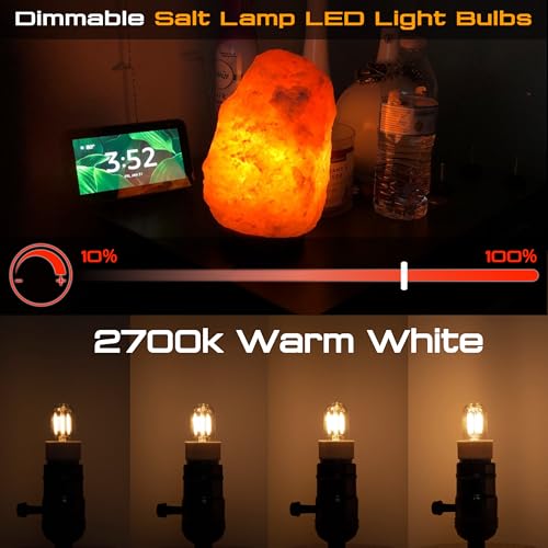 Image of E12 Himalayan Salt Lamp 2W Equivalent 15Watt Warm White 2700k, T20 Night Light Bulbs 180lm, E12 LED Bulb Candelabra Base for Himalayan Salt Rock Lamps & Baskets, Candle Lamp, 2 Pack