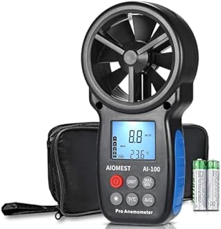 Digital Anemometer Portable Handheld Wind Speed Meter ANNMETER AN-100 for HVAC Air Flow Velocity CFM Tester, Wind Temperature Gauge 14℉-113℉, with Wind Chill Backlight MAX/MIN