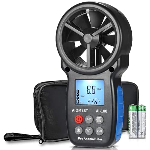 Digital Anemometer Portable Handheld Wind Speed Meter ANNMETER AN-100 for HVAC Air Flow Velocity CFM Tester, Wind Temperature Gauge 14℉-113℉, with Wind Chill Backlight MAX/MIN