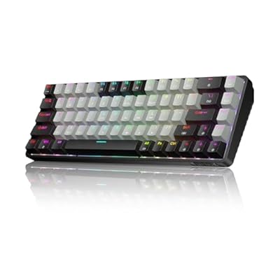 Dierya DK68 Teclado Mecánico Gaming Inalámbrico,60% Layout Compacto 68 Teclas con Triple Modo-Bluetooth/2.4G/Type-C,Red Switch Gamer Mechanical RGB Keyboard para PC/Win/Mac,QWERTY,Nigra Griza-A | Ya disponible en tu tienda friki favorita! En mundofriki.es!