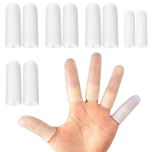 HioIoiH Silicone Finger Protectors for Woman, 10 Pack Gel Finger Cots & Protector,Relief from Pain of Finger Tips Cracked, Arthritis