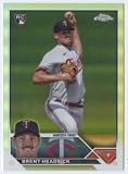 2023 Topps Chrome Update Series Baseball Refractor #USC188 Brent Headrick RC Rookie Minnesota Twins Official MLB Trading Card (Stock Photo shown, Card in Near Mint to Mint Condition)