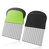 HJZHII 2 Stück Wellenschneider, Wellenmesser Edelstahl Riffelmesser Gemüse Wellenschnittmesser Wellenschneider Gemüsehobel Pommesschneider Kartoffelschneider für Pommes Kartoffeln Obst Gemüse Butter