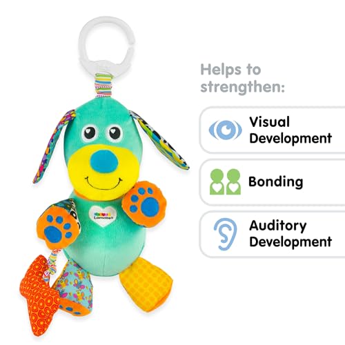 Lamaze Baby Spielzeug 'Lustiger Soundhund' Clip & Go, das hochwertige Kleinkindspielzeug. Der quietschbunte Greifling fördert die Motorik und ist das perfekte Kinderwagenspielzeug und Kuscheltier, Mehrfarbig, LC27023