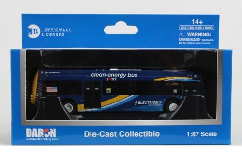 MTA NYC Transit Bus-Proterra Electric Model Bus-Dimensions 5" Long, 1" Wide and 1" Wide 1/87 Scale.