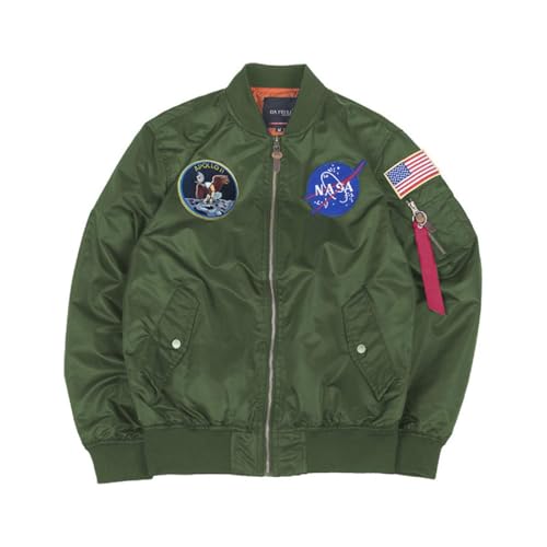 Image of CORIRESHA Mens Apollo NASA Patches Slim Fit Bomber Jackets Windbreaker