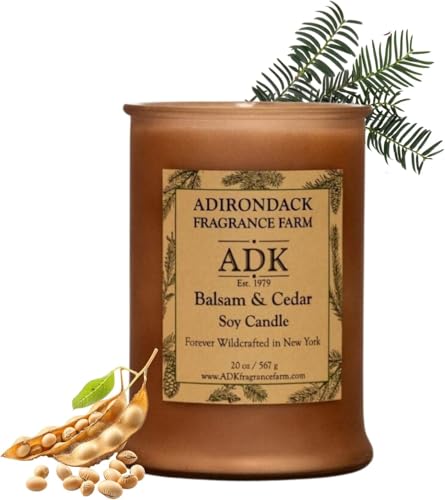 ADK Balsam & Cedar Scented Candle, 20 Oz Aromatherapy Candle, Proudly Poured in The USA, Natural Wax for Relaxation and Home Décor, for Gift, Kitchen, and Living Spaces