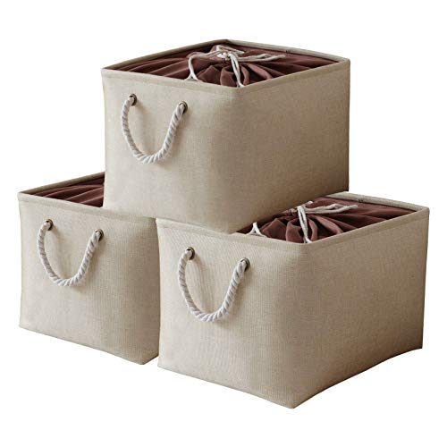 Yawinhe 3 PCS Cajas de almacenaje, Cajas de Almacenaje de Tela, Cajas de Almacenamiento Plegables, Organizador para Juguetes, Libros, Ropa