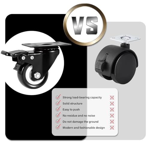 Image of 2 Inch Caster Wheels, Casters Set of 8, ASHGOOB Casters with Brake Heavy Duty, Industrial Locking Swivel Top Plate Castor Wheels for Workbench /Furniture /Cart.