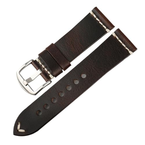 Bracelet de montre vintage en cuir de vachette ciré marron 20mm LUGEMA