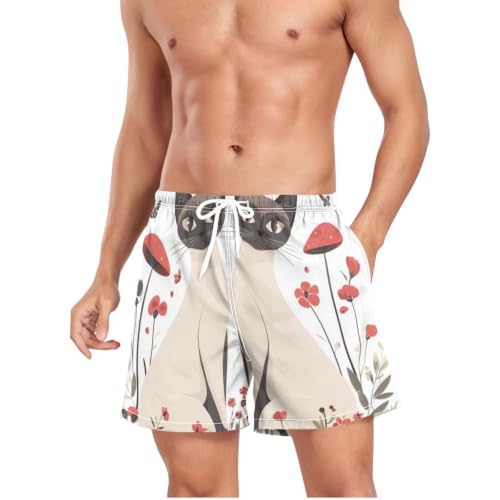 Bañador de secado rápido para hombre con gatos siameses blancos