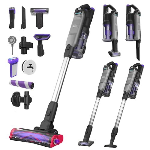 Image of BLACK+DECKER SUMMITSERIES Vacuum for Pet Hair, Interchangeable Floorhead, Pet Vacuum for Pet Hair, LED Floor Lights, Bagless, Washable Filter, Lightweight (BHFEA640WP)