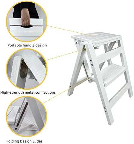 Wooden Step Stool for Adults, 2-Step Ladder for Kitchen, Bathroom, Living Room, 330lb Load Capacity