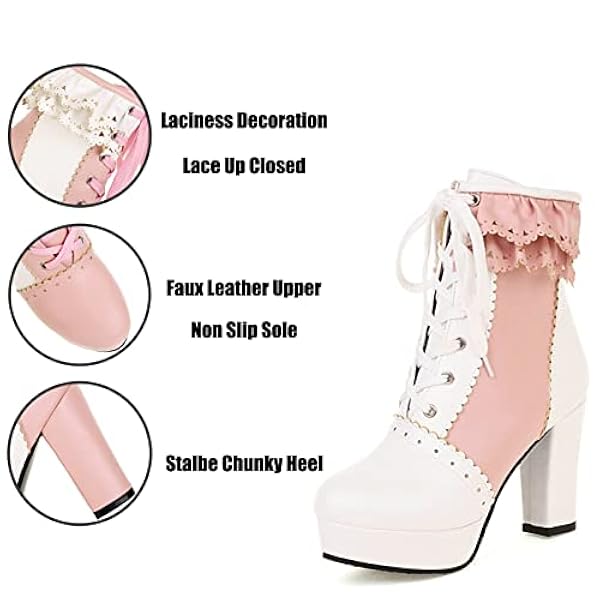 Dames veterblok hak hakle laarzen platform hoge hak ridder laarzen schattige lace lolita cosplay booties