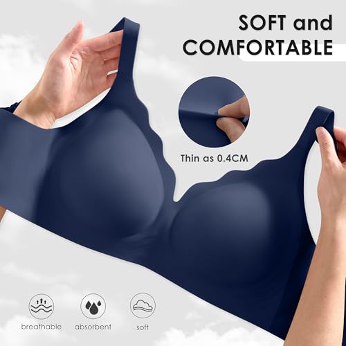 Image of Seamless Wireless Bra for Women with Support - No Underwire Full Coverage Push Up Comfort Bras - Back Fat Smoothing Bralette