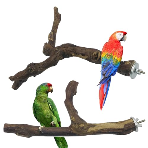 Image of 2 PCS Natural Grape Stick Fork Bird Perch Bird Standing Stick Chewing Bird Toys Natural Grapevine Bird Cage Perch for Parrot Cages Toy for Cockatiels, Parakeets, Finches