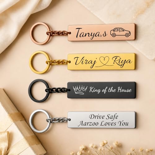 Image of Premium Customized Metal Keychain | Personalized Name Engraved Keychain for Car & House Keys | Stylish Stainless Steel Gift for Men & Women