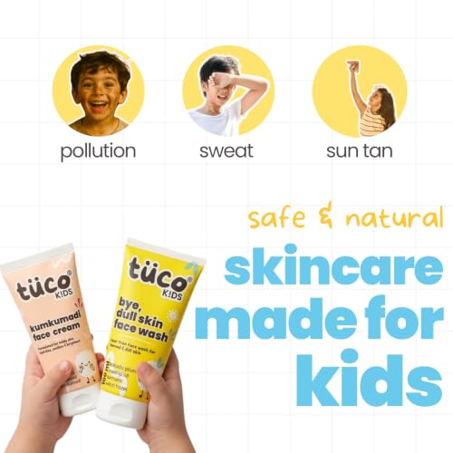 Image of Tuco Kids Kumkumadi Glow Kit | Dull Skin Face Wash & Kumkumadi Face Cream | Brightens, Fights Tan & Dull Spots | Paraben & SLS Free | Safe for Baby-50gm Pack of 2