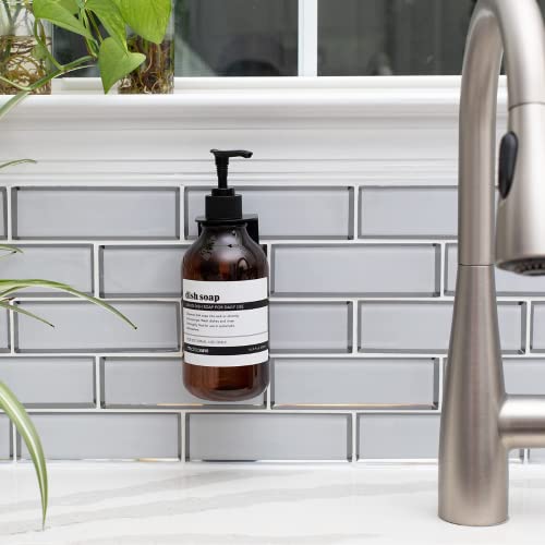 Maisonovo Shampoo Dispenser For Shower Wall Mount - Drill Free Shampoo And Conditioner Dispenser Set With Labels | 1 Amber Shower Shampoo Dispenser Chamber Black Soap Pump Dispenser #TOP5