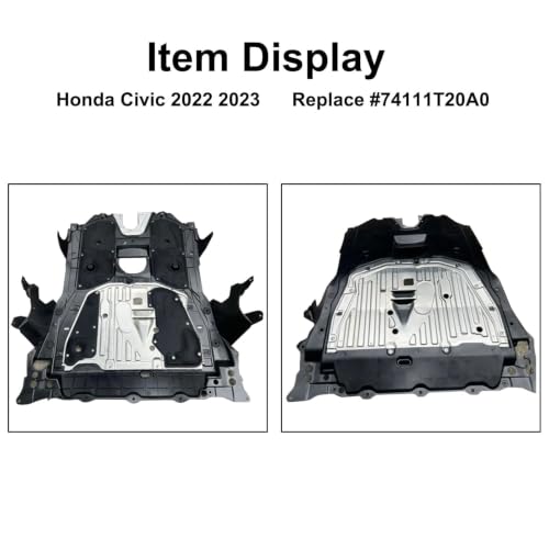 Image of SecosAutoparts Engine Splash Shield 74111-T20-A00 Fit for Honda Civic 2022 2023 - Steel Under Car Cover Guard Replaces 74111T20A0 74113-T20-A00 | Steel engine splash shield 74111-T20-A00 Fit for 2022-2023 Honda Civic