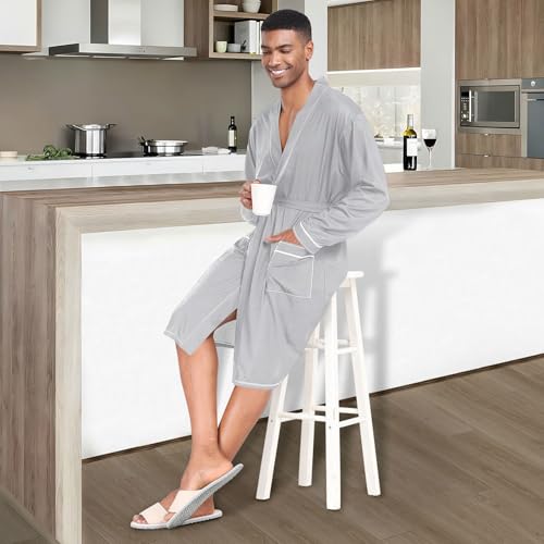 J JOYSAY Clean Mirror Gradient Mens Robe Lightweight Bathrobe With Pocket Long Sleeve kimono Sleepwear3