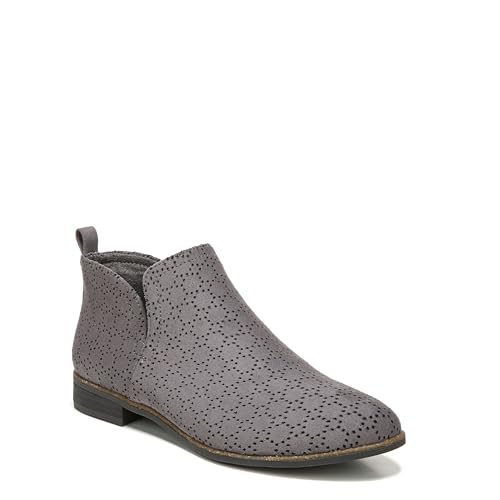 Dr. Scholl's Shoes Women's Rate Ankle Boot, Dark Shadow Grey Perforated Microfiber Suede, 8 Wide US