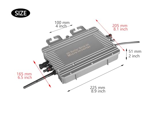 iSunergy 600W Micro Inverter Solar Grid Tie IP65 Waterproof with WiFi & App,120/230V Automatic Identification for 2 Solar Panels (US Plug)