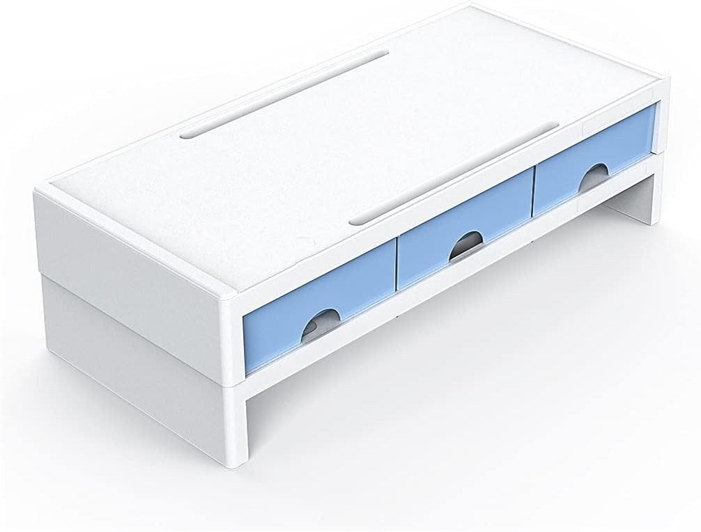 Multi-function Live view device Stand Riser Desktop Holder Bracket with 3 Drawer Storage Box Organizer for Home Office Laptop PC (Color : Gray, Size : Single) LEOWE