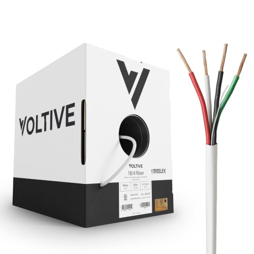Voltive 18/4 Low Voltage Wire Riser CL3R White 500ft - 18AWG 4 Conductors Stranded Bare Copper UL Listed - V-1276-2