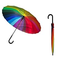 Storm Proof Golf Umbrella, Windproof Large Rainbow Umbrella, 45\" 24 Ribs, Heavy Duty Reinforced Frame, Hook Handle, Strong & Colourful umbrella Rain Protection (24 Black Hook Handle - With Case)
