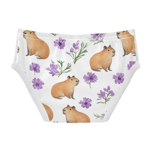 Wusikd Capybaras Boys' Underwear Cotton Purple Flowers Boys Briefs Soft Toddler Underwear 2T2