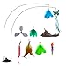 FOKICOS Cat Toys Wand Hands-Free Interactive with Super Suction Cup Sticky Detachable 9Pcs Refills 2 Stick for Indoor (Cat Wand with Suction Cup)