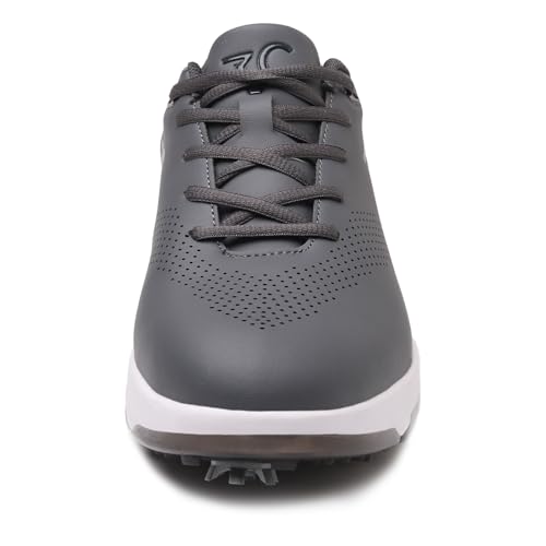 Image of ZVC Golf Shoes Men with Spikes Non-Slip Water-Resistant Lightweight Breathable Professional Spiked Footwear Outdoor