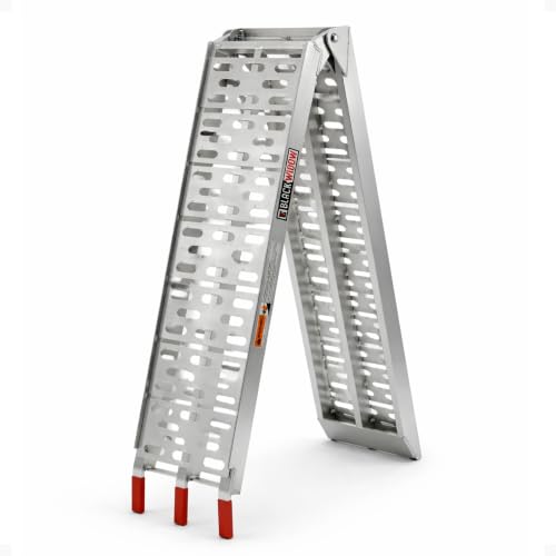 Black Widow Folding Aluminum Motorcycle Loading Ramp for Trucks, Trailers