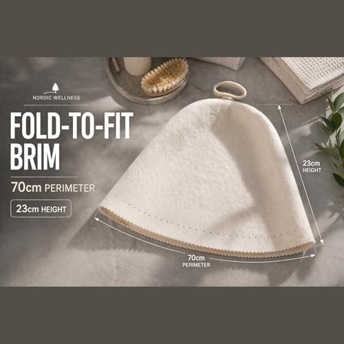 100% Merino Wool Sauna Hat (3mm Thick) – Felt Banya/Finnish Sauna Cap – Helps Keep Head & Hair Comfortable in Heat – Gift-Ready Box – Unisex (1, White) - 1