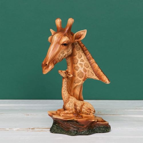 Image of Naturecraft Wood Effect Giraffe Head and Baby Ornament
