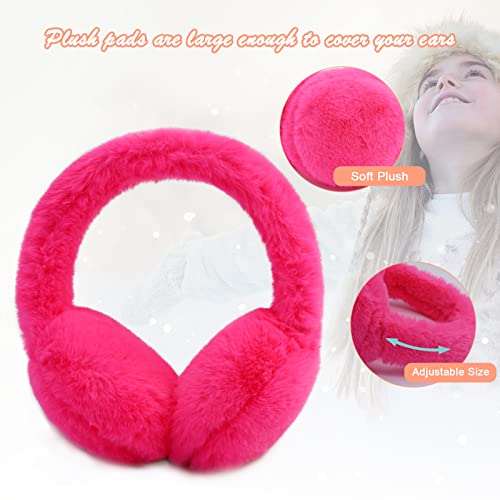 Poximi Baby Warm Earmuffs Kid Magic Gloves Girl Soft Plush Ear Muffs Toddler Knit Mittens For Boy Winter Ear Warmer Set (R-Rose Set) #TOP1