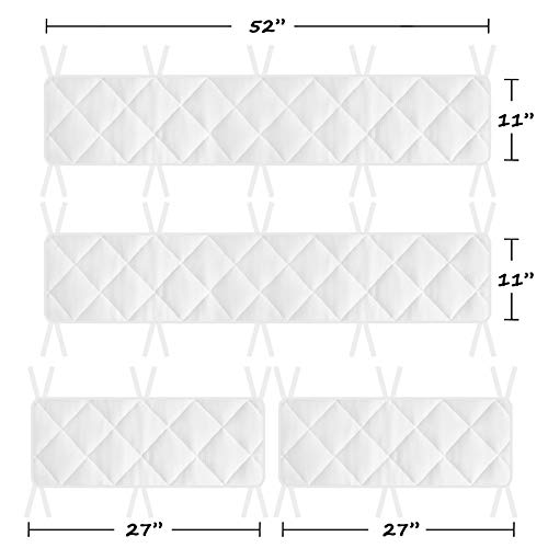 Breathable Mesh Crib Liner Pad for Baby, Mesh Crib Safety Guard Pad with Thick Padding, Nursery Crib Liner Protector for Boys Girls, White - Thumbnail 4