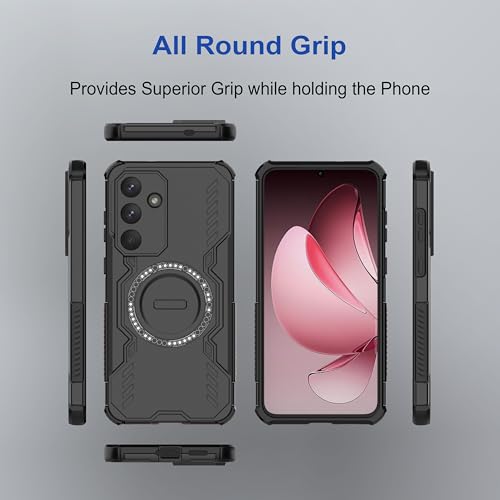 Image of amazon basics Back Case Cover for Samsung Galaxy S25 FE | Magnetic Case with Built-in Metal Ring | Supports Mag-Safe Charger, Wallet & Car Mount | Shockproof Hybrid PC + TPU | Black