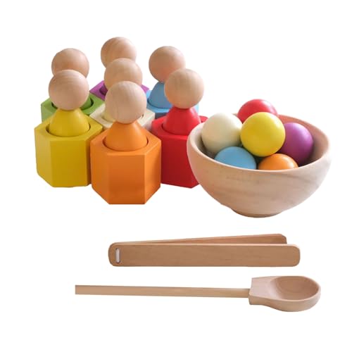 Rainbow Ball Cup Toy | Ball in Cups Matching Games for Kids,Educational Early Learning Game Fine Motor Skill Toy for Kindergarten Preschoolers Boys Girls Home Travel