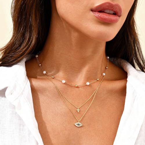 60% Off Women's 14K Gold Plated Evil Eye Cross Necklace