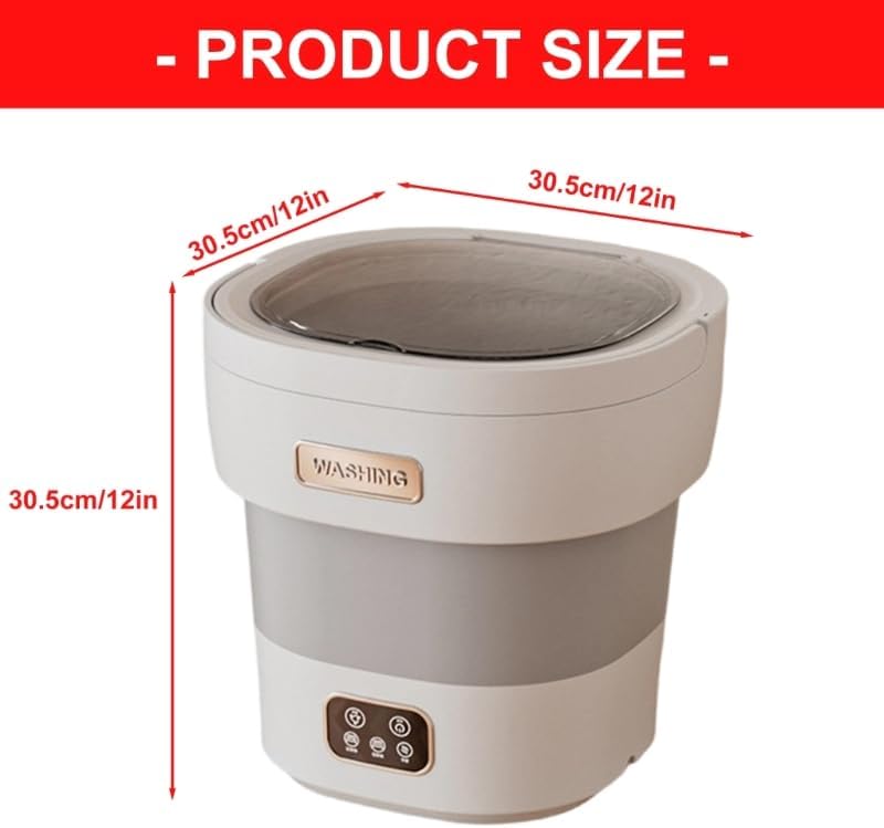 Miniatura 6 de Portable Washing Machine, 12L Large Capacity Mini Washer with Spin & Dehydration, Noise Reduction & Energy Saving, Foldable Design for Apartment,