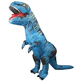 CHAMPWIN Adult Dinosaur Inflatable Costume (150cm-190cm) Funny Tyrannosaurus Rex for Mardi Gras Halloween Party Christmas (Blue Color)