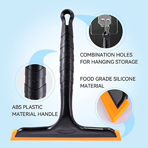 Ltlutu Multi-Scene Silicone Squeegee For Car Windows, Glass Doors, Tiles, Shower Doors With Anti-Breakage Handle Includes 2 Hooks, 1 Small Squeegee For Stain Removal (Black) #TOP3