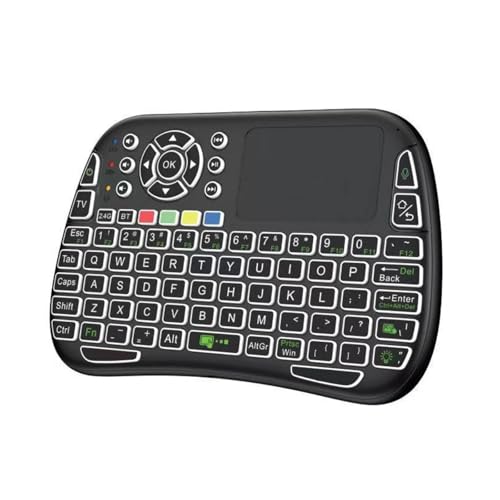 iPazzPort Mini Wireless Keyboard with Touchpad, Backlit 2.4G Bluetooth Dual Mode Keyboard Touchpad Combo for Smart TV Android TV Box PC Tablet iPad, Rechargeable Keys QWERTY with 7 RGB Colors Type-C