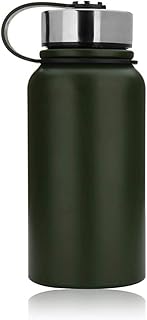 水筒 大容量 610ml 800ml 1100ml 1500ml スポーツボトル マグボトル 魔法瓶 2重 ステンレス鋼304 直飲み 茶漉し 真空断熱 保温 保冷 軽量 通学 通勤 旅行 スポーツ 無地 シンプル 使いやすい (グリーン,1.5リットル 33x9.5cm)