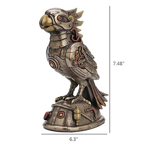 Estatua decorativa de loro cacatúa steampunk de resina miniatura 6