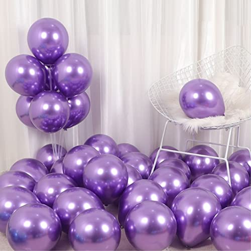 Image of 5 inch Metallic Purple Balloons, 100 pcs Thick Chrome Purple Balloons Shiny Latex Party Balloons(Metallic Purple)