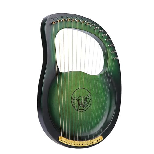 Anfänger harfe 16-saitige Harfe Leicht Zu Erlernendes Tragbares Saiteninstrument 16 Resonanzboden-Stil Mit Gemusterter Konkaver(Green)