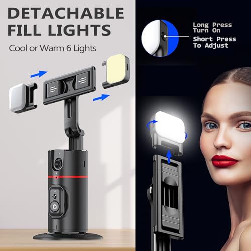 Image of Auto Face Tracking Tripod - 360 Rotation Auto Tracking Phone Holder, No App, Phone Camera Mount with Remote and Gesture Control, Rechargeable Smart Shooting Holder for Video Recording